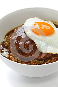 Loco moco , hawaiian rice bowl dish