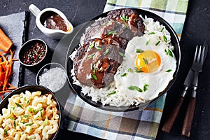 Loco moco of rice, burgers and egg