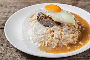 Loco Moco. Traditional Hawaiian cuisine