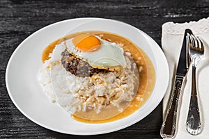 Loco Moco. Traditional Hawaiian cuisine