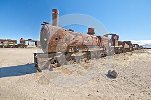 Locomotive abandoned in the salar de Uyuni