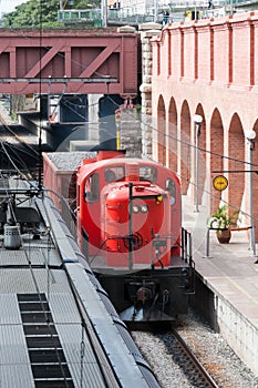 Locomotive with container of stones