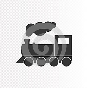 Locomotive isolated on transparent background. Vector icon of train