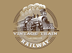 Locomotive logo illustration, vintage style emblem