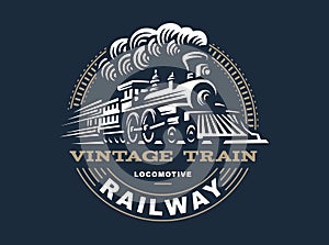 Locomotive logo illustration, vintage style emblem