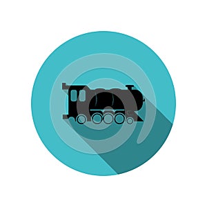 Locomotive long shadow icon. Simple glyph, flat vector of transport icons for ui and ux, website or mobile application