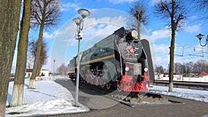 Locomotive monument in Orsha, Belarus