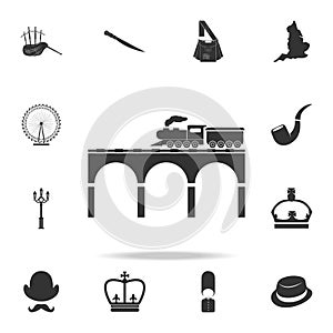 locomotive passing through the bridge icon. Detailed set of United Kingdom culture icons. Premium quality graphic design. One of t