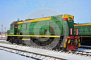 The locomotive on the rails