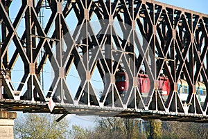 Locomotive on railway bridge