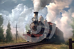 locomotive smokestack billowing steam