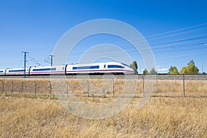 Locomotive and wagons of spanish high speed train