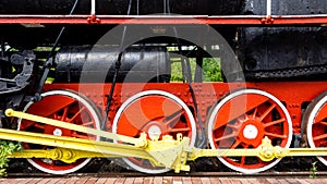Locomotive wheels from an old fashioned steam train