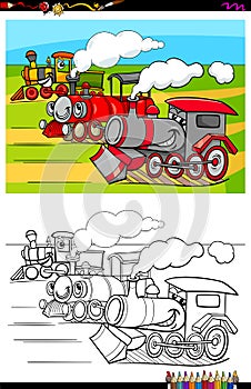 Locomotives characters group color book