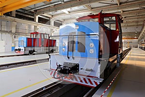 Locomotives in a depot