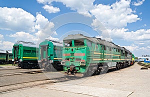 Locomotives in the depot