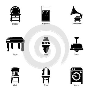 Lodge icons set, simple style