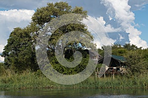 Lodge at Okawango river in Namibia