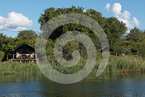 Lodge at Okawango river in Namibia