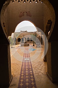 Lodges in Riad style at the edge of Sahara desert in Merzouga, near Erg Chebbi in Morocco