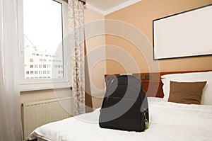 Lodging bedroom view of capital city Ljubljana Slovenia Europe w