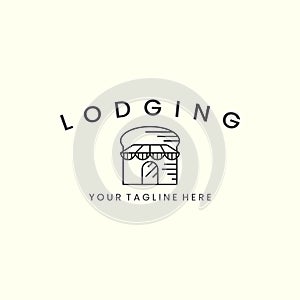 Lodging with line art style logo icon template design. housing, hostelry, hostel vector illustration