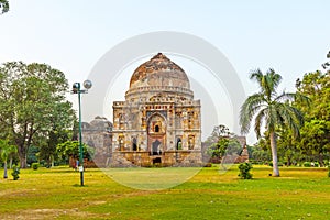 Lodi Gardens. Islamic Tomb (Bara Gumbad) set in landscaped garde