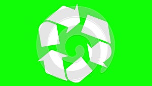 Lofi 16 seconds spinning clockwise recycle symbol on vibrant green background HD video