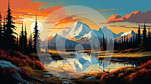 Lofi Denali National Park Landscape Painting Inspired By Dan Mumford