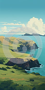 Lofi Design: Channel Islands National Park Landscape Illustration