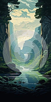 Lofi Digital Art: Mammoth Cave National Park Landscape Painting