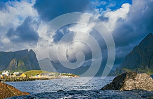 Lofoten island fjord cloudscape