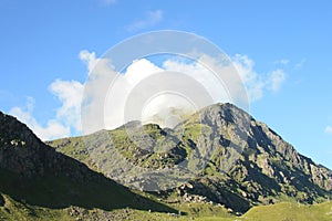 Lofoten's Himmeltind coverd by clouds