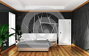 Loft bedroom interior with moulding gray concrete background,minimal designs.3d rendering