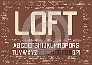 Loft condensed sans serif typeface design. Vector alphabet, lett