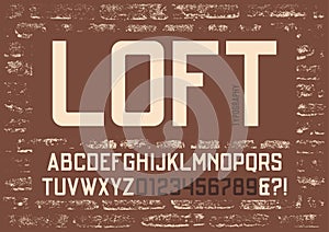Loft condensed sans serif typeface design. Vector alphabet, lett photo