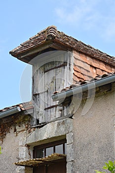 The loft hatch on an old French villa