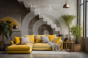 Loft home interior design of modern living room. AI generate
