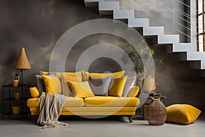 Loft home interior design of modern living room. AI generate
