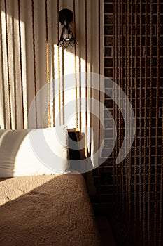 Loft interior of tiny studio appartment