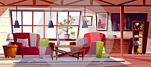 Loft lounge room interior vector illustration photo