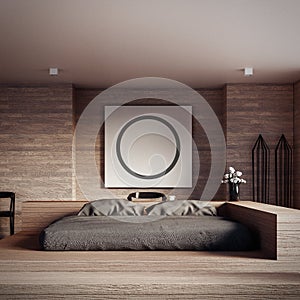 The Loft and Modern bedroom - Mock up interior/ 3D rendering interior