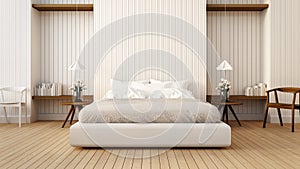 Loft and modern bedroom in white / 3D render image