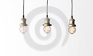 Loft pendant lamps with edison light bulbs.