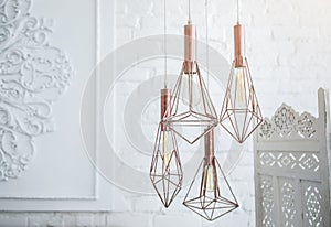Loft style light chandelier. Interior ideas. Cosy home