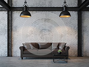 Loft style living room 3d rendering image photo