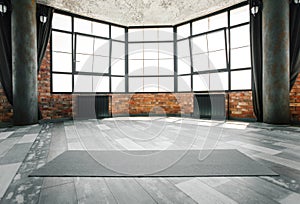 Loft yoga studio, copy space