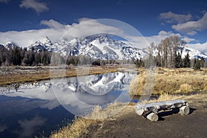 Log Bench Snale River Grand Tetons