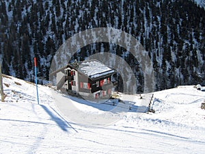 A log cabin in the Alps