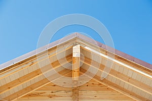 Log cabin building gable end